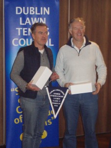 Michael Quinn & Frank Marmion collecting prizes for their team