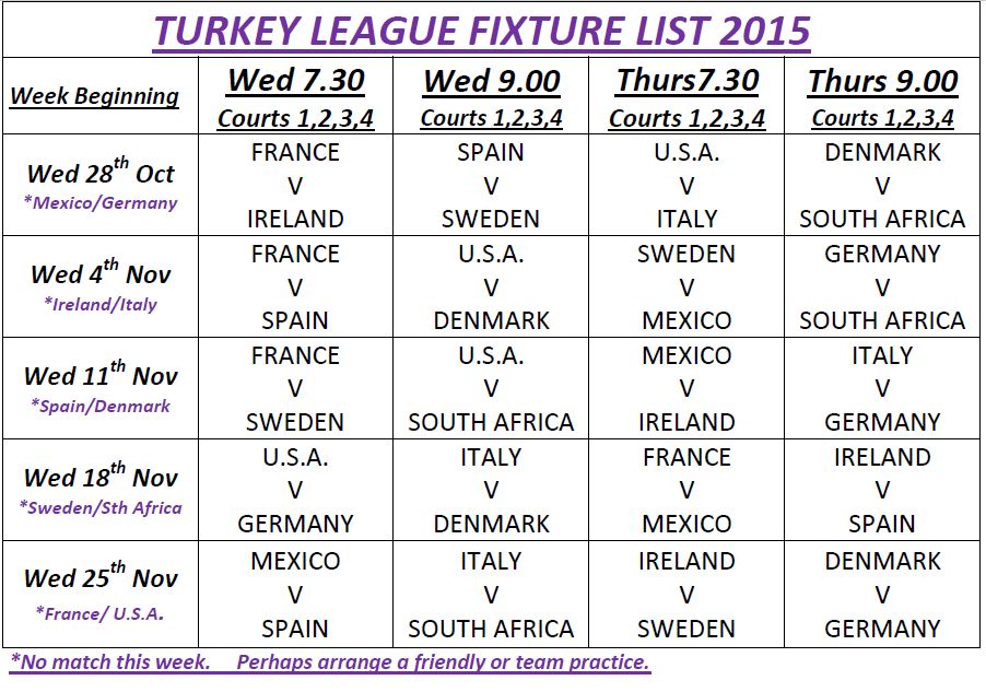 Amended Turkey League schedule