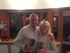 donal o'sullivan and therese ryan winners of the tostal cup greystones ltc april 2016